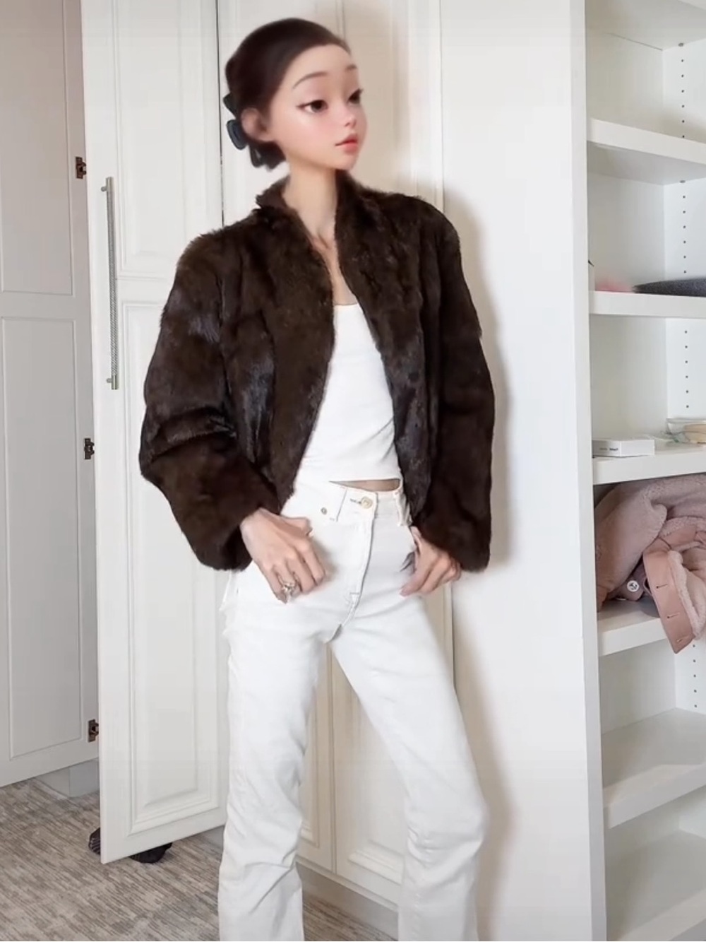 Women NWT Genuine Rabbit Rex Fur Jacket Size NOT Sable Mink or Chinchilla M